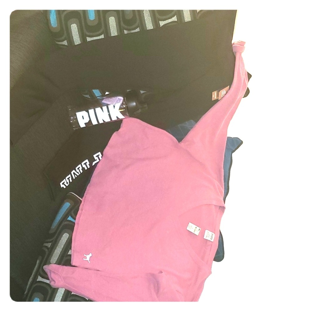 PINK LOUNGE SHIRT WITH PINK HIGH WAISTED LEGGINGS